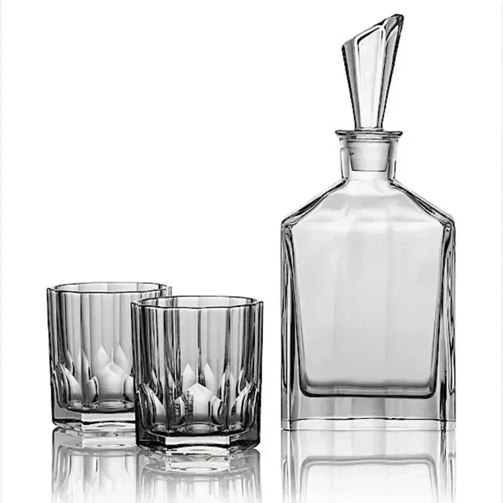 Vintage New Nachtmann Aspen Bavarian Crystal Whiskey Set Decanter & Tumblers